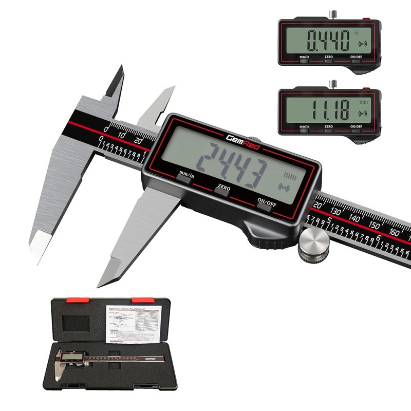 GemRed Wireless Digital Caliper, 12 inch Stainless Steel Measuring Tool with Data Output, Inch/MM Conversion, Zero Reset, Auto Off, for DlY, Woodworking, Household - Image 1